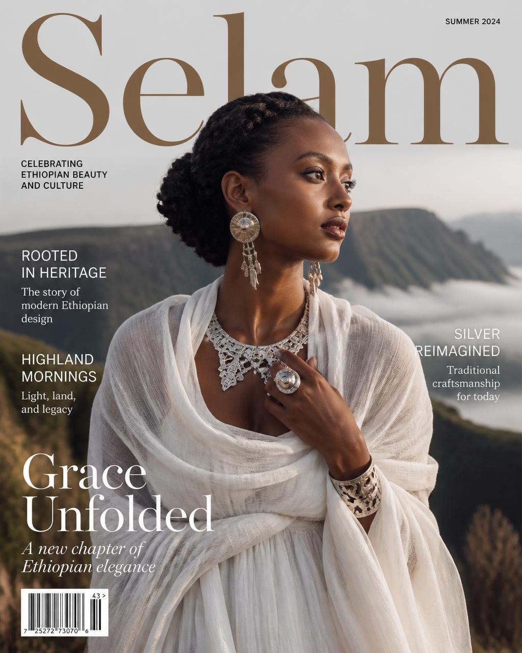 Portrait of an Ethiopian woman with silver jewelry in highland morning light